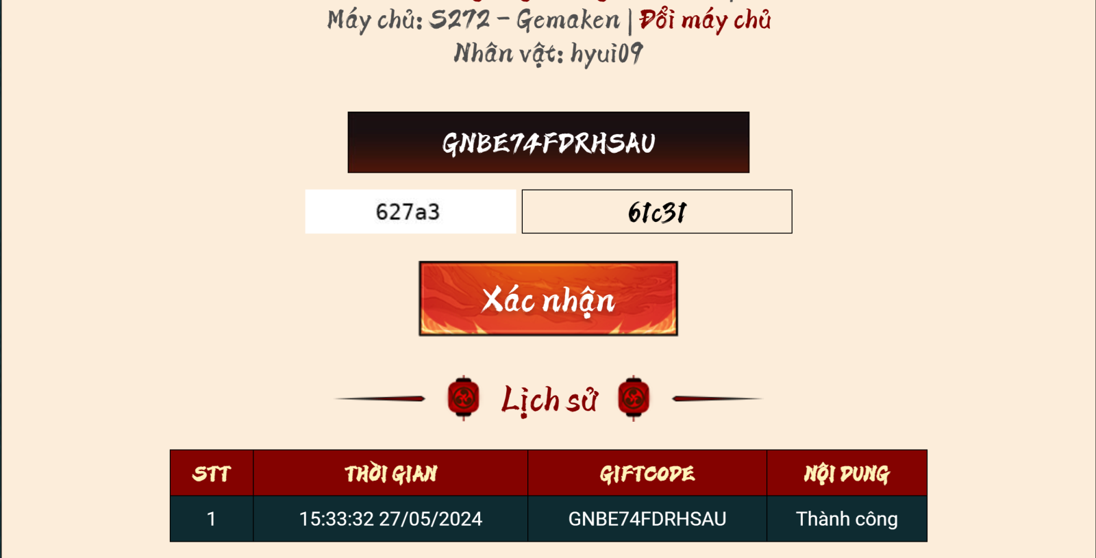 Nhập mã Huyền Thoại Nhẫn Giả