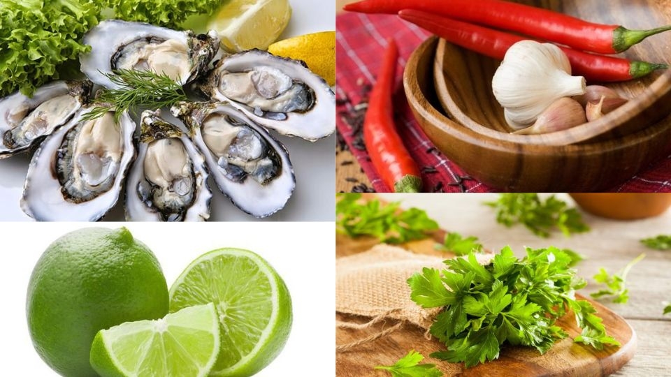 Nguyên liệu làm món hàu sữa tươi sống.