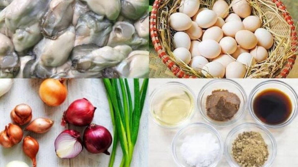 Nguyên liệu làm hàu sữa chiên trứng.