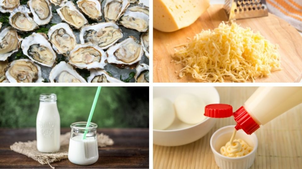 Nguyên liệu làm món hàu sữa nướng phô mai.