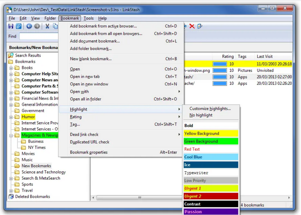 Tải phần mềm Advanced URL Catalog, công cụ quản lý Bookmark