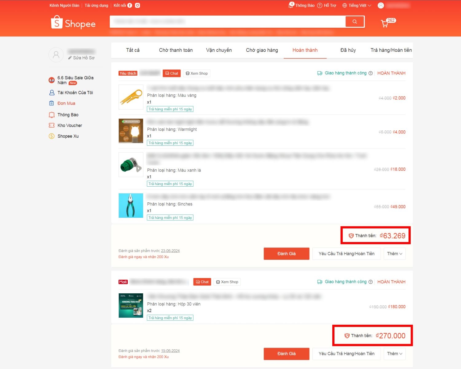 Cách xem tổng số tiền đã mua trên Shopee 5