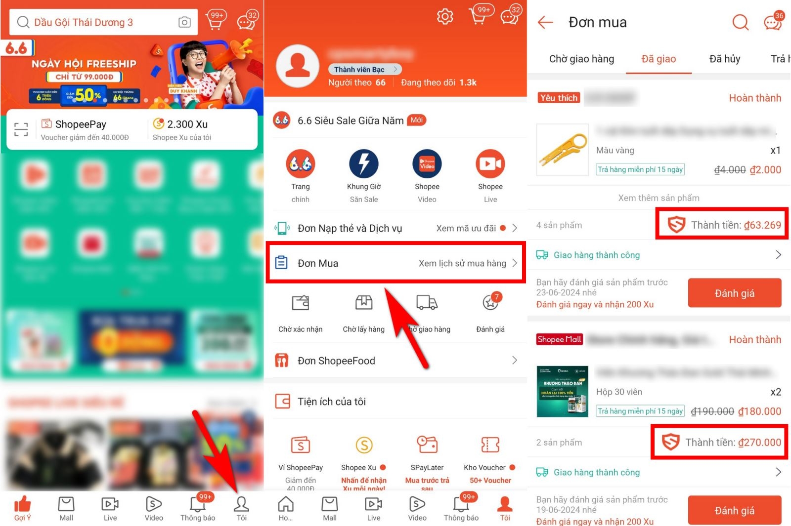 Cách xem tổng số tiền đã mua trên Shopee 3
