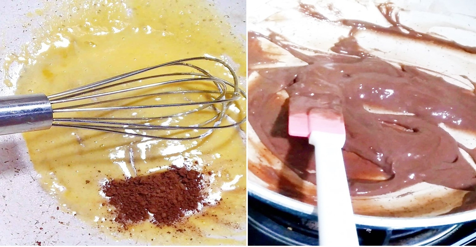 làm bánh bông lan kem trứng socola bằng nồi chiên không