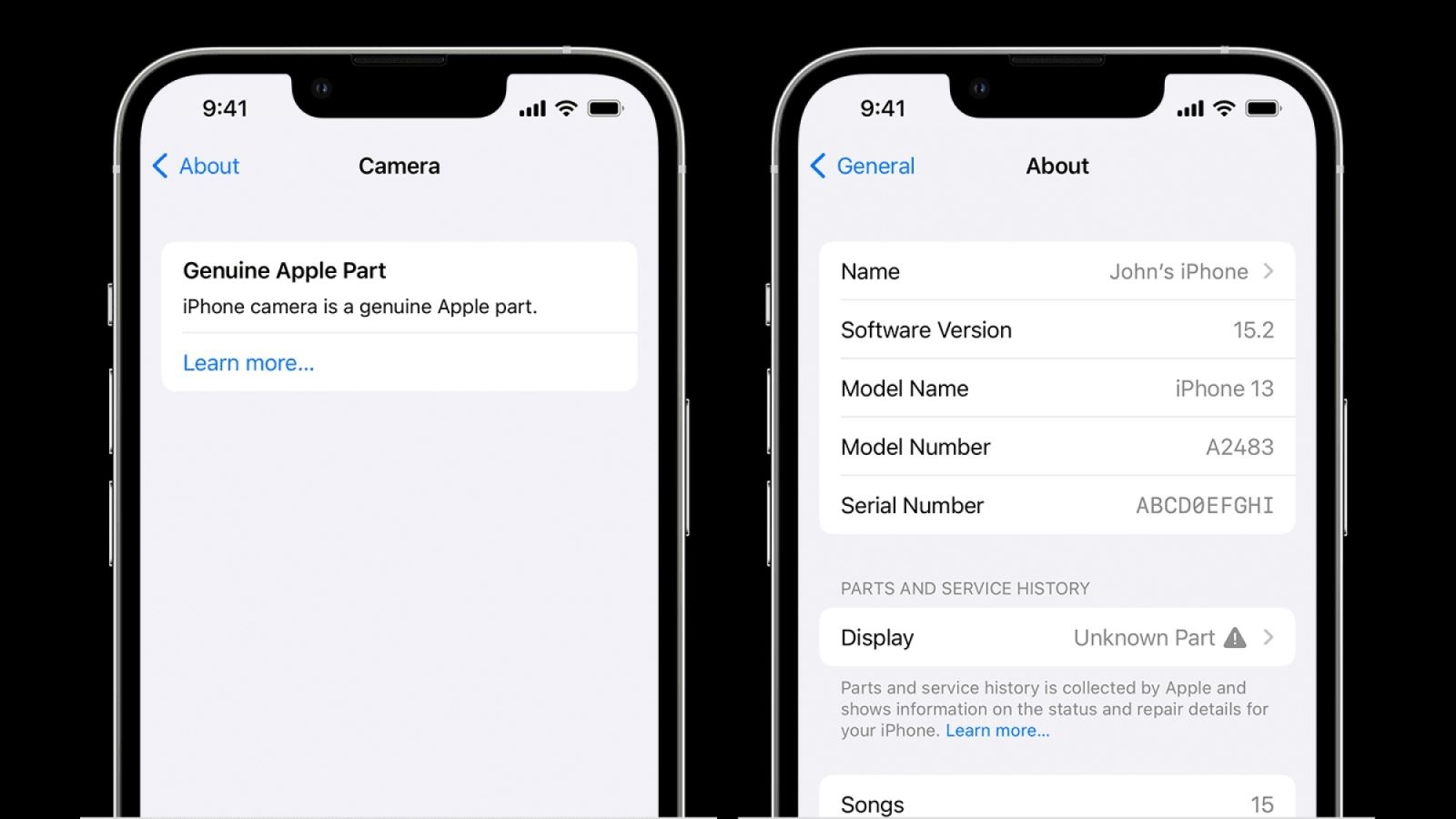iPhone báo linh kiện chính hãng 4
