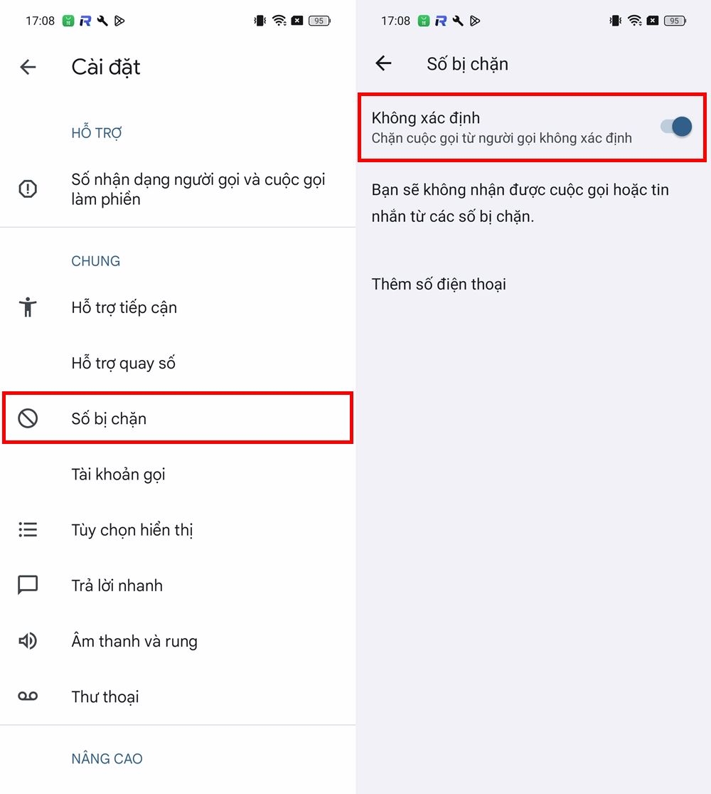 Cách chặn số điện thoại lạ trên OPPO 2