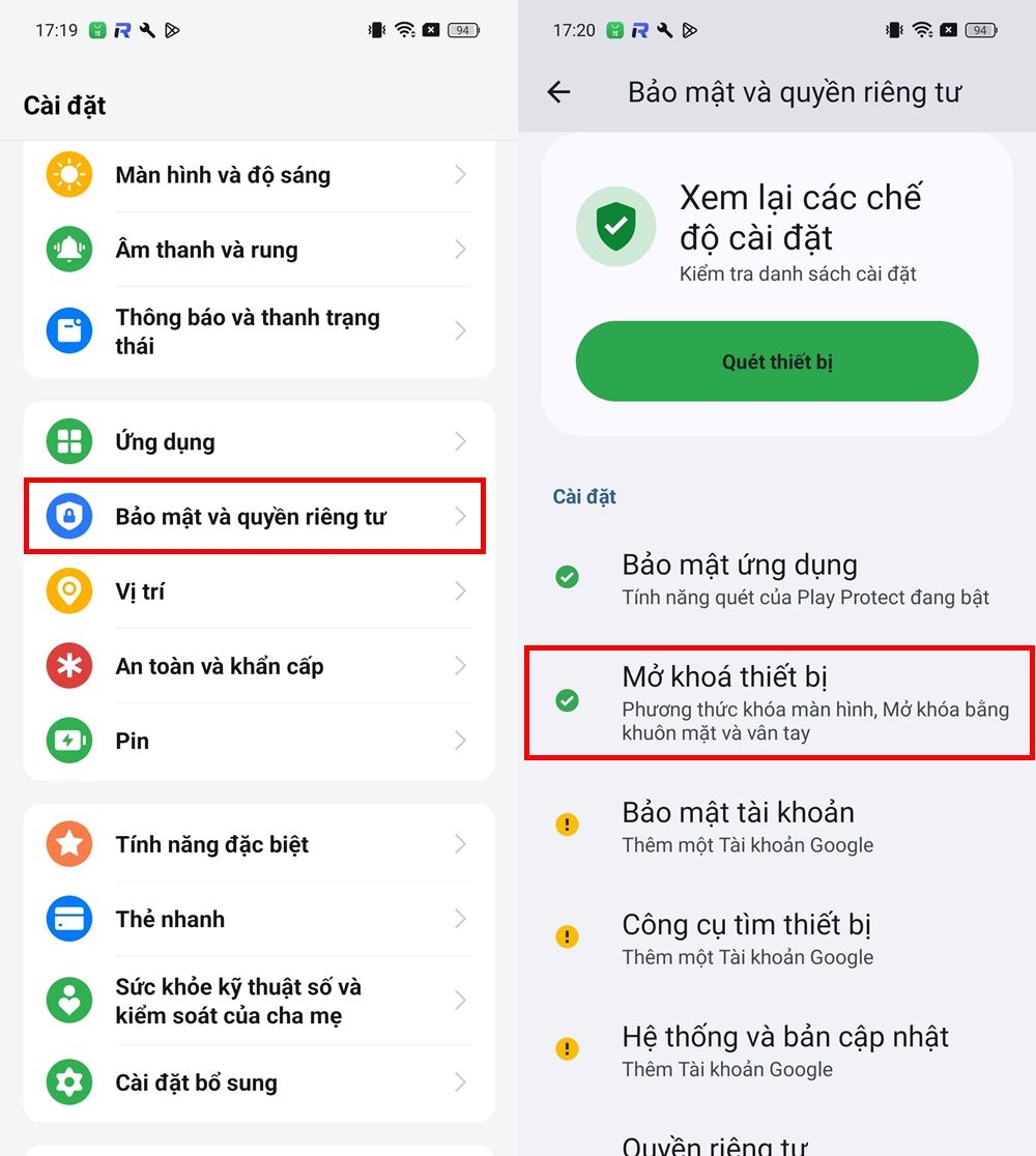 Cách mở khóa bằng khuôn mặt trên OPPO không cần vuốt màn hình 1