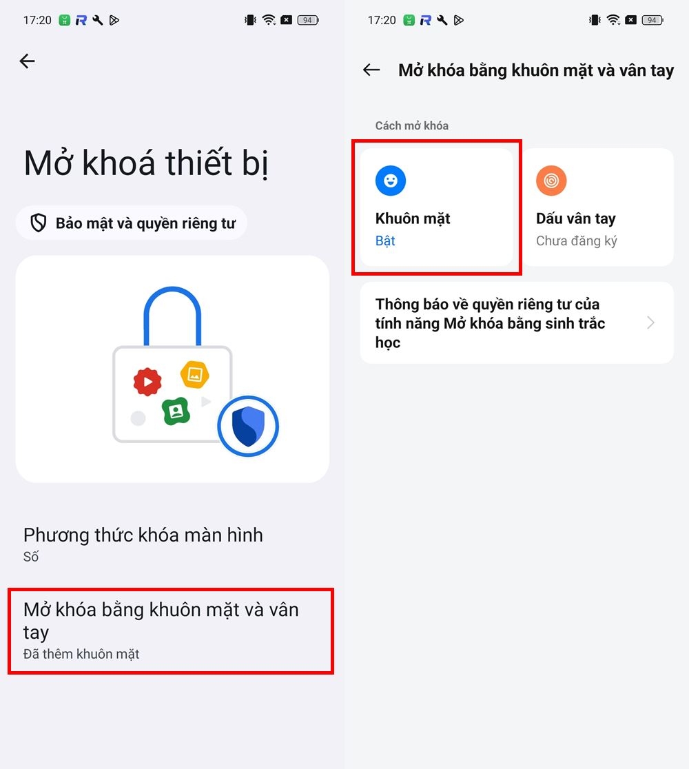 Cách mở khóa bằng khuôn mặt trên OPPO không cần vuốt màn hình 2