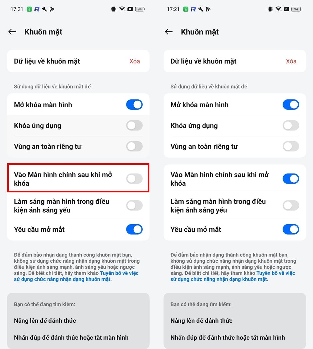 Cách mở khóa bằng khuôn mặt trên OPPO không cần vuốt màn hình 3