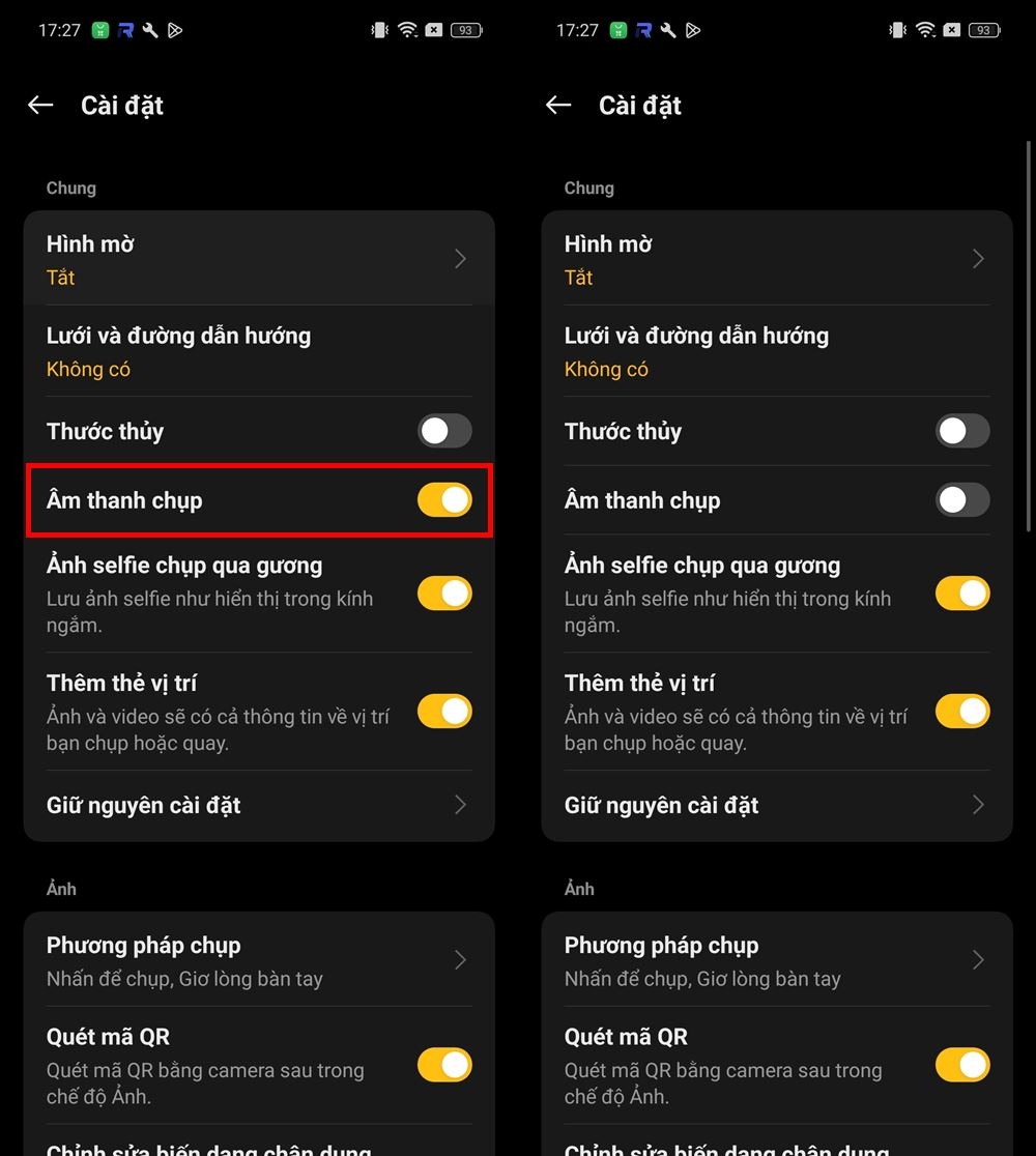 Cách tắt âm chụp ảnh trên OPPO 2
