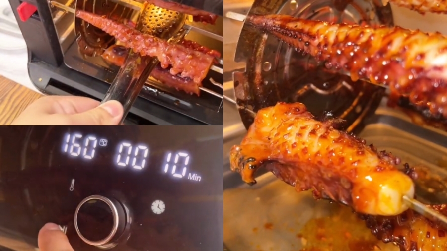 Cách làm râu bạch tuộc nướng sa tế bằng nồi chiên không dầu 3