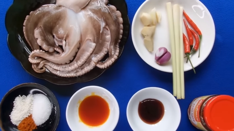 Nguyên liệu làm bạch tuộc nướng sa tế (công thức đầy đủ)