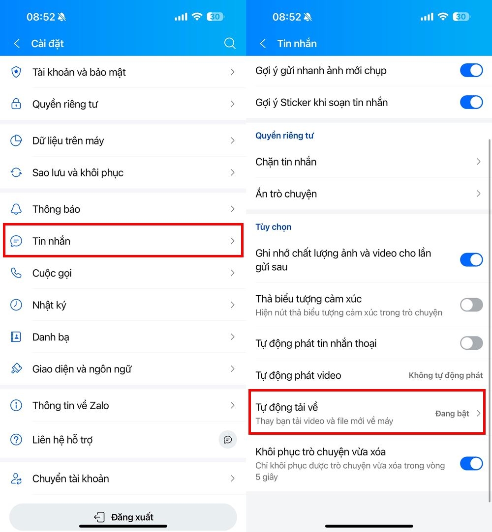 Cách tắt tự động lưu ảnh trên Zalo cho toàn bộ cuộc trò chuyện 2