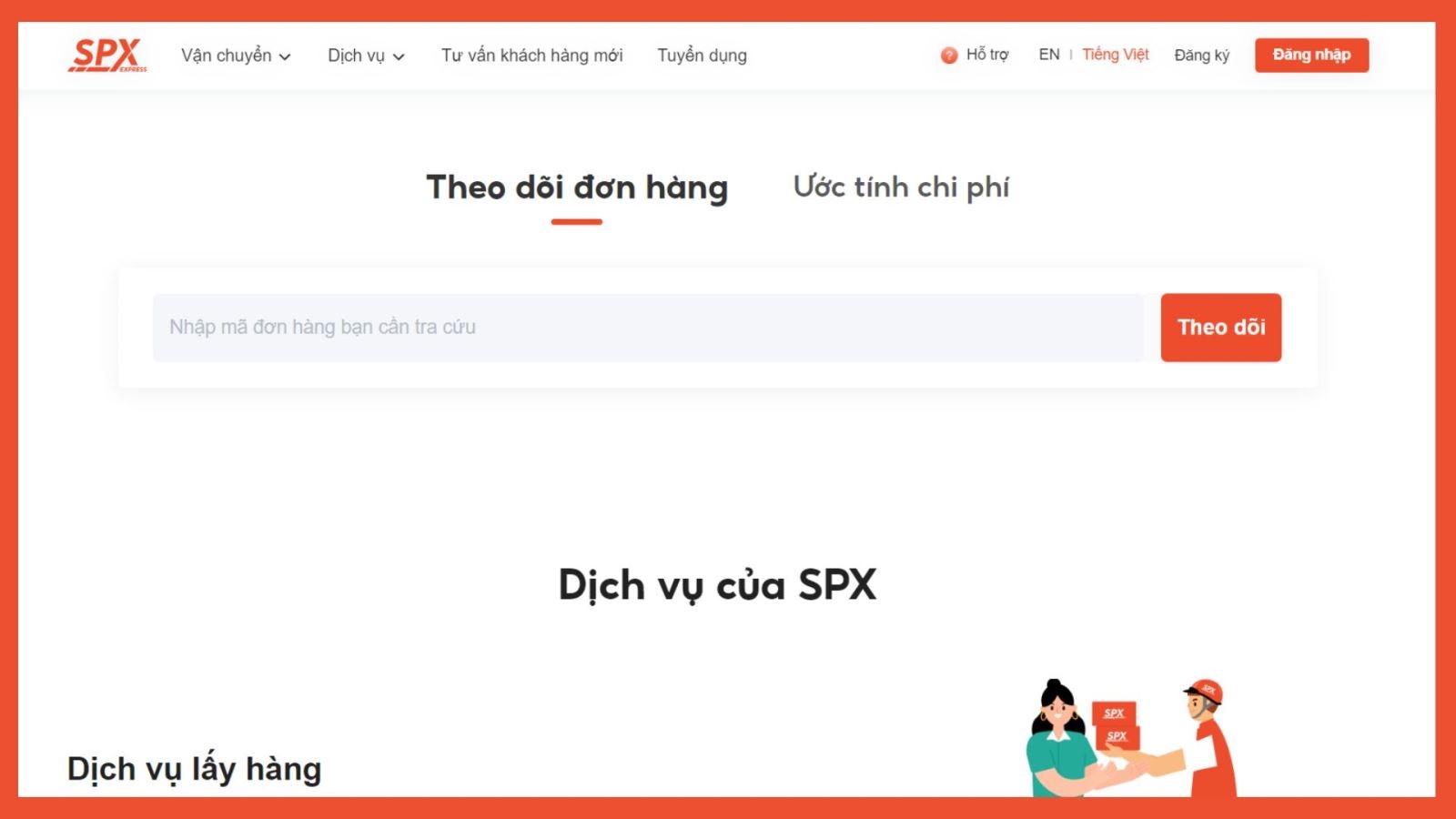 Truy cập vào trang tra cứu vận đơn của SPX Express