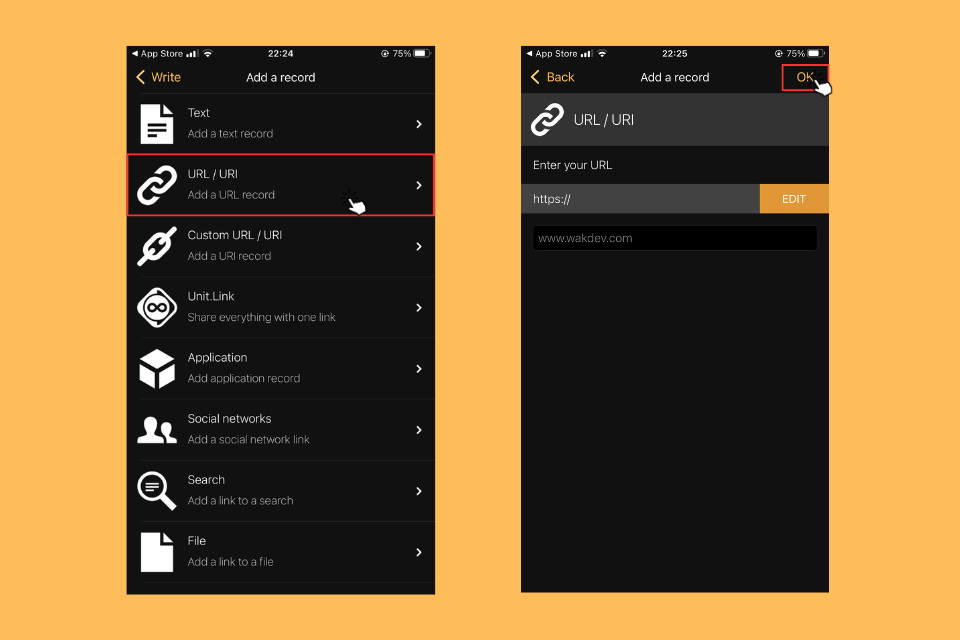 Nhấn vào mục URL/URI