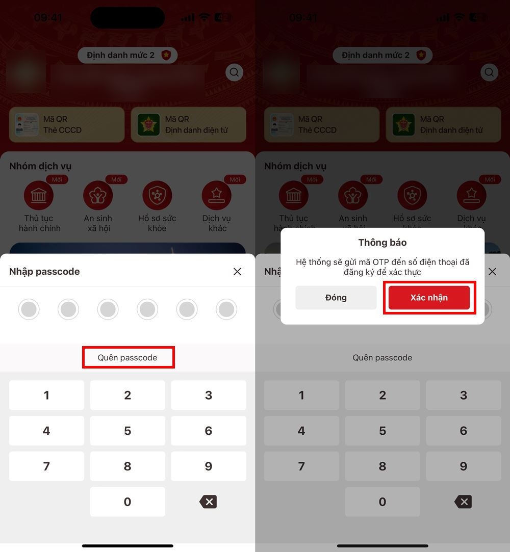 Cách lấy lại mã passcode trên VNeID 2
