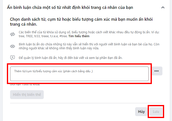 Cách ẩn bình luận bằng từ khóa trên Facebook 3