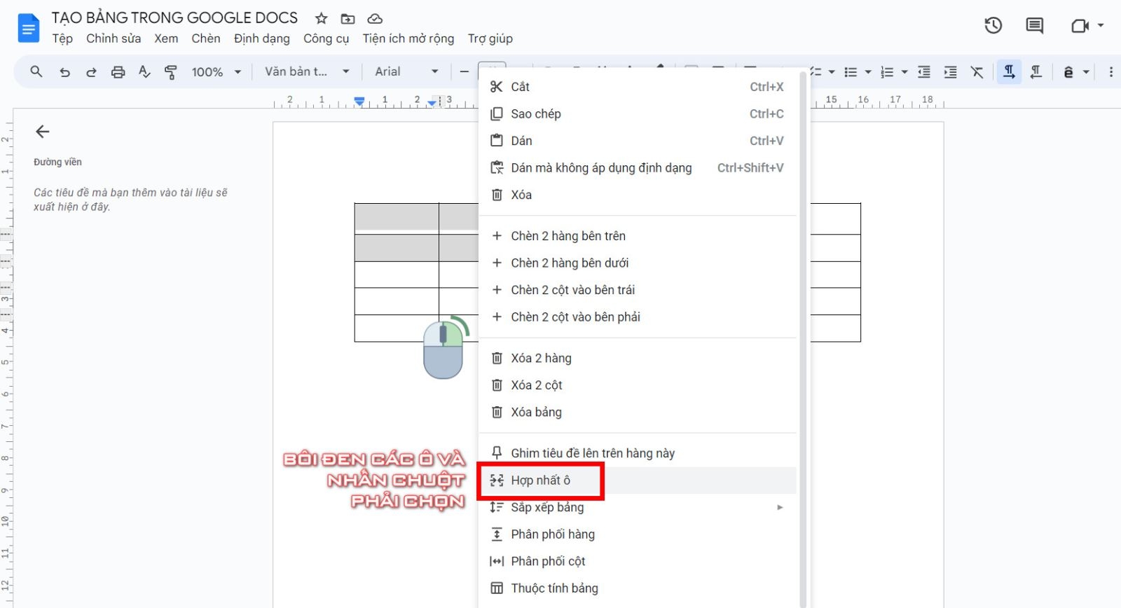 cách tạo bảng trong Google Docs 17