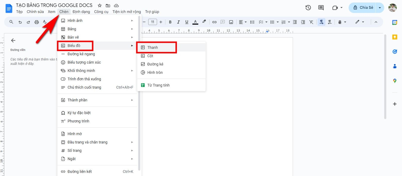 cách tạo bảng trong Google Docs 4