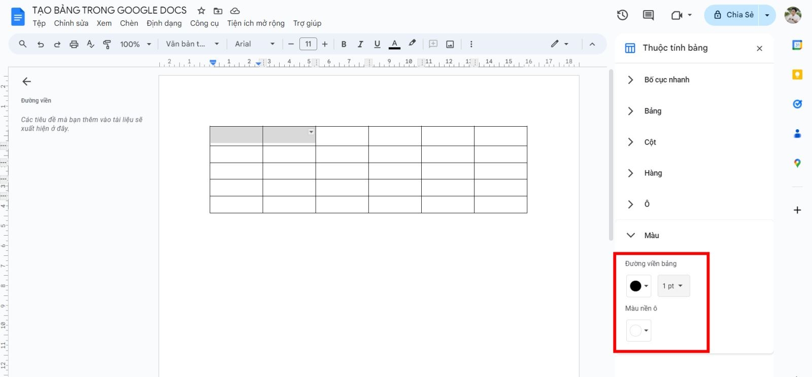 cách tạo bảng trong Google Docs 20