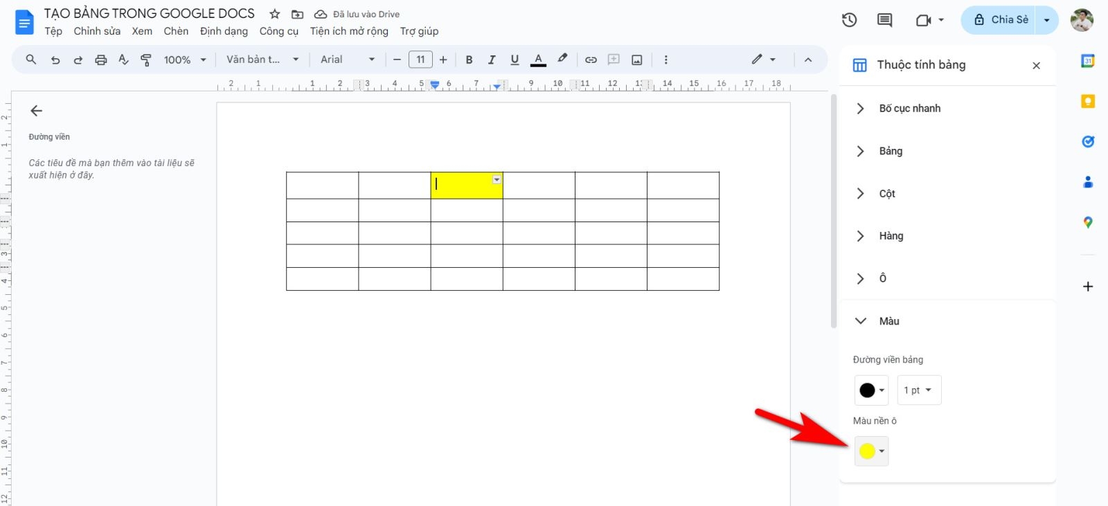 cách tạo bảng trong Google Docs 21