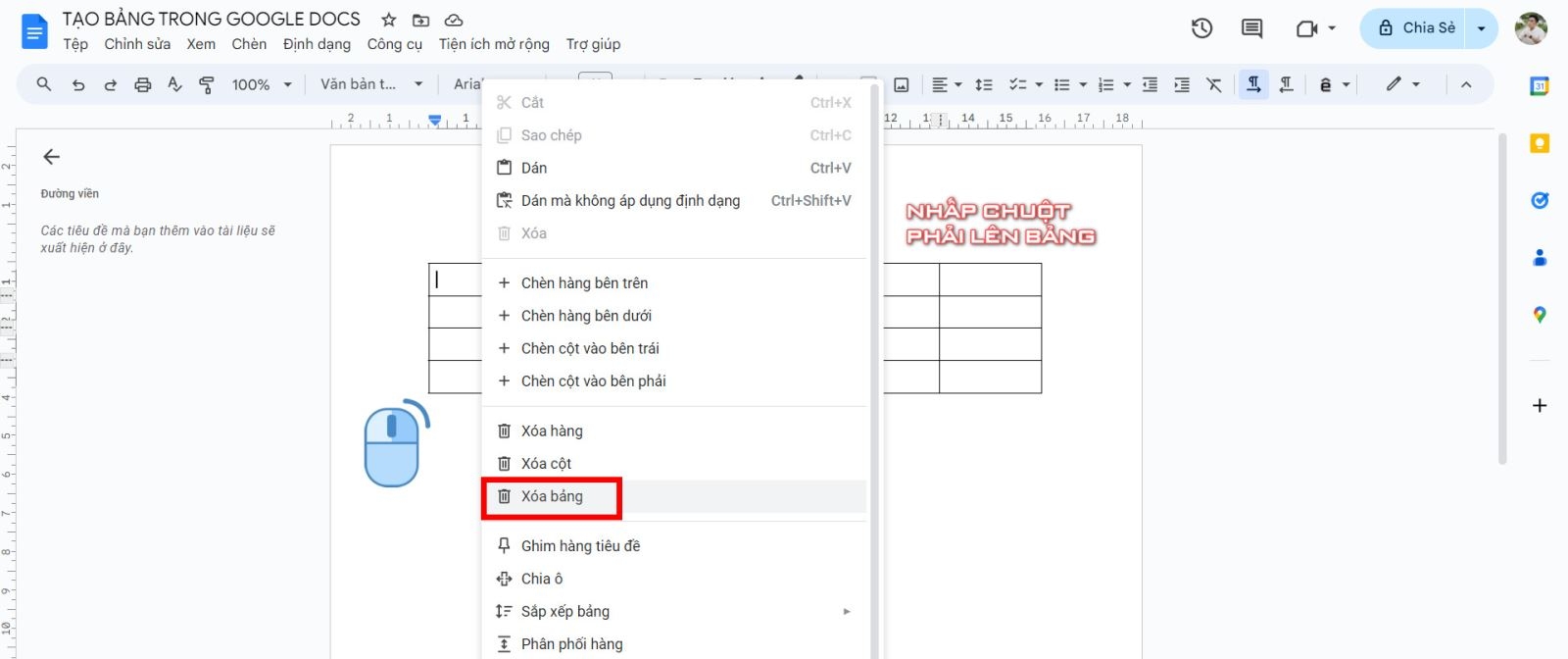 cách tạo bảng trong Google Docs 7