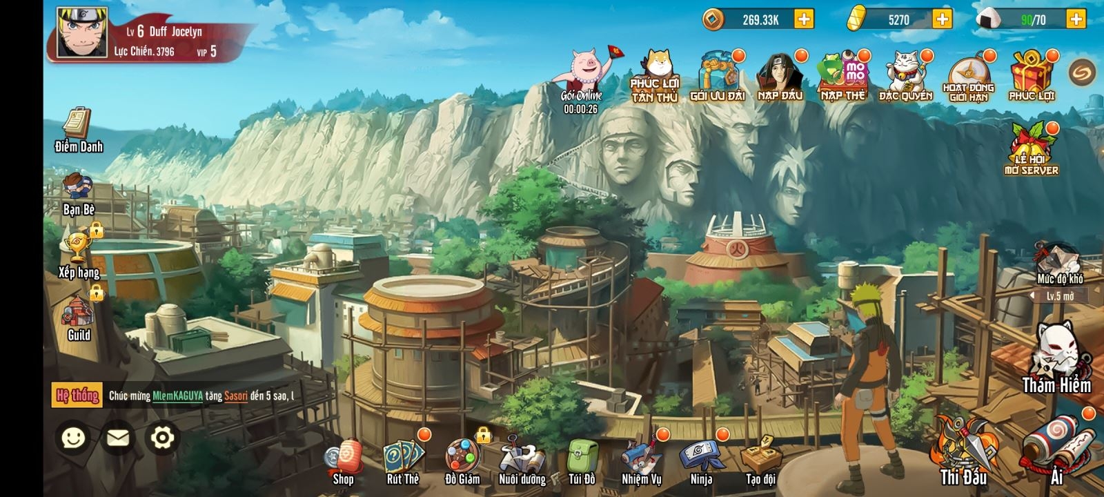 Giao diện game Làng Lá Thức Tỉnh