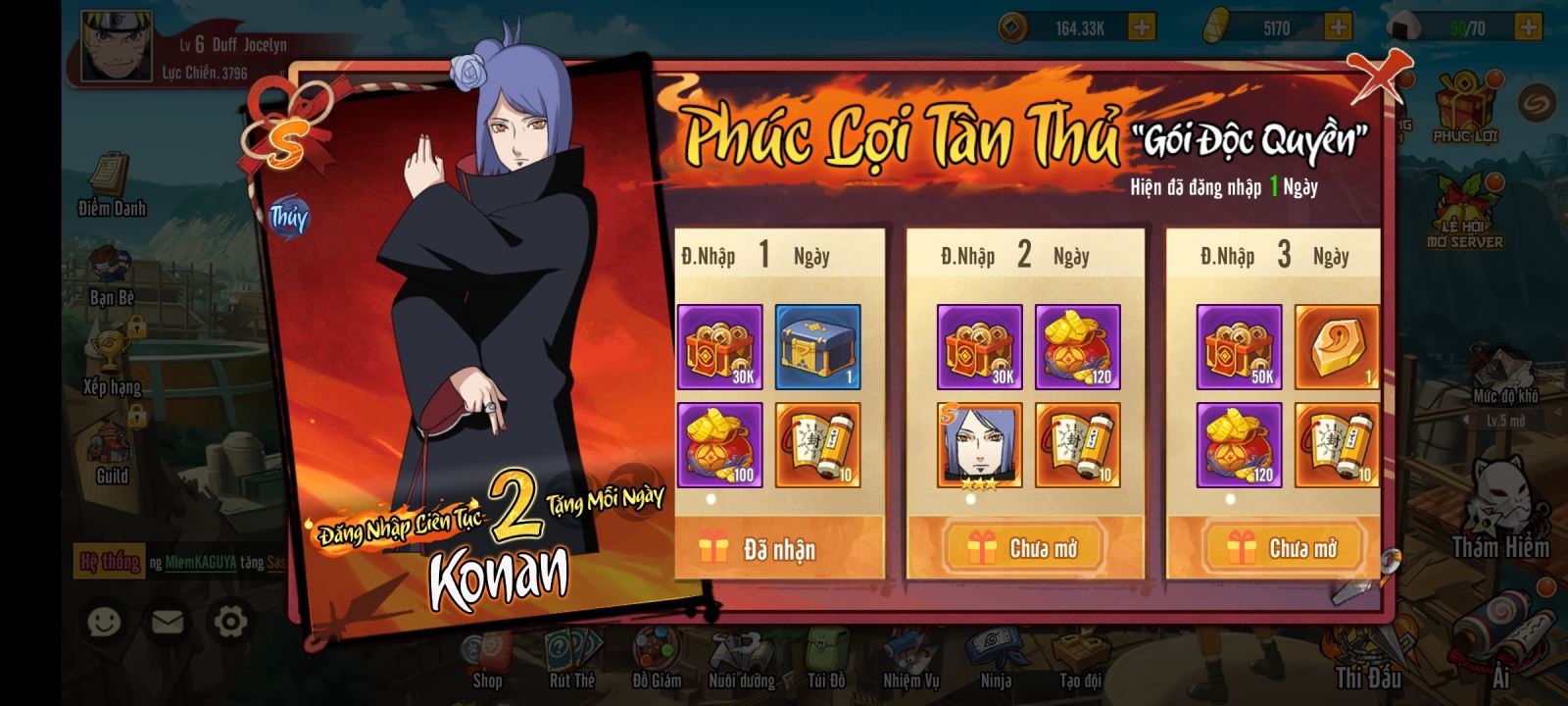 Nhận thưởng game Làng Lá Thức Tỉnh