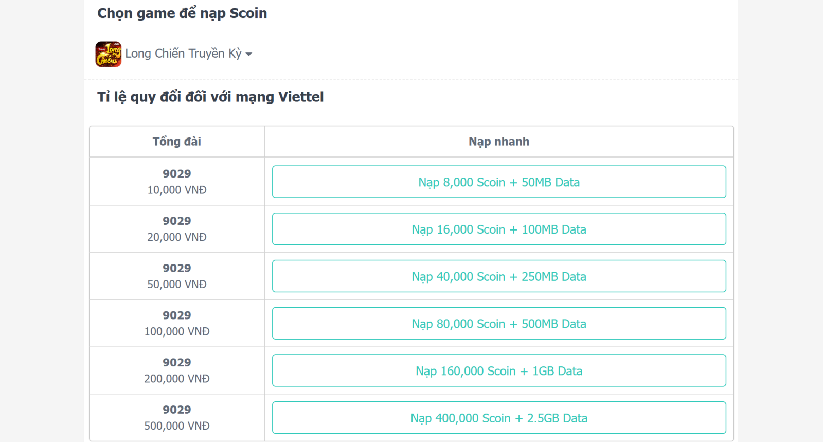 Nạp Scoin qua SMS