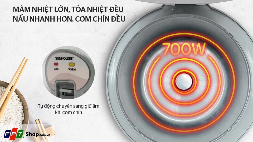 Nồi cơm điện Sunhouse 1.8 lít SHD8602