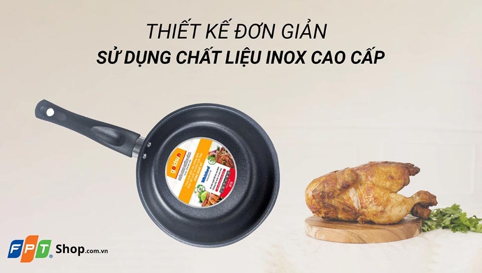 Chảo inox 3 đáy chống dính đáy từ Goldsun GPA1400-26IH 26cm