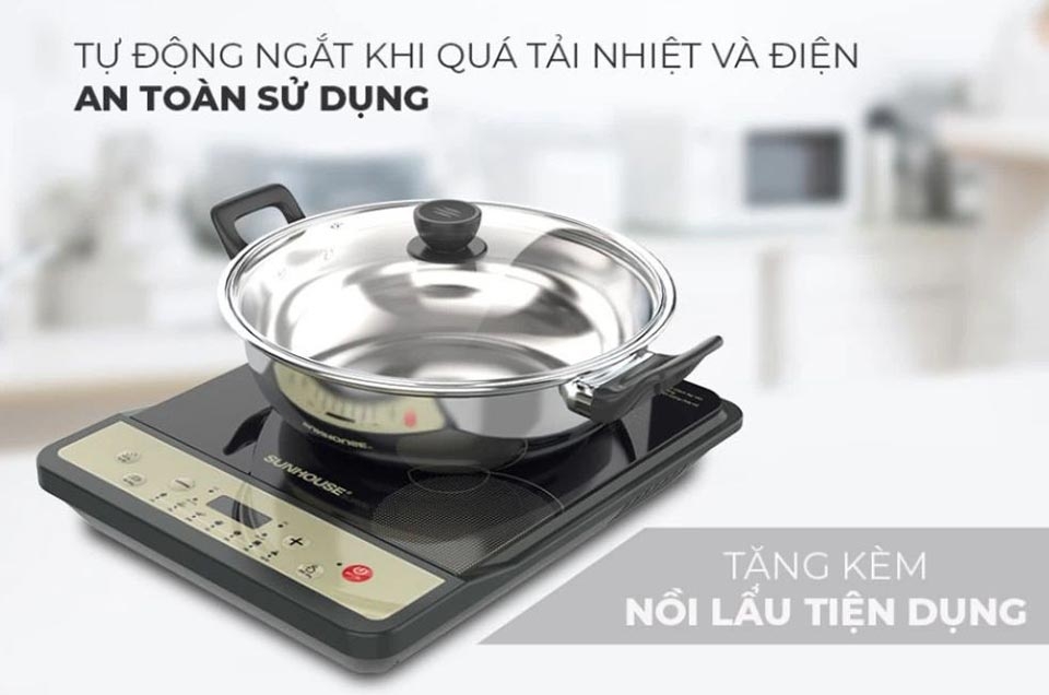 Bếp điện từ đơn 1800W Sunhouse SHD6158 (Kèm nồi)