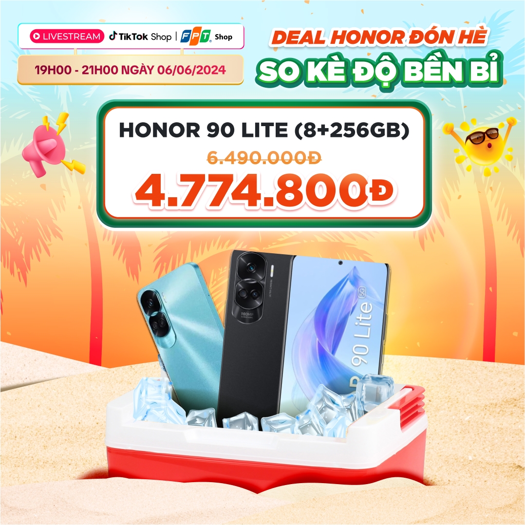 Honor 90 Lite (8+256GB) chỉ còn 5.190.000 đồng (giá gốc 6.490.000 đồng)
