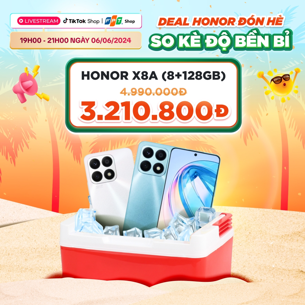 Honor X8a (8+128GB) chỉ còn 3.490.000 đồng (giá gốc 4.990.000 đồng)