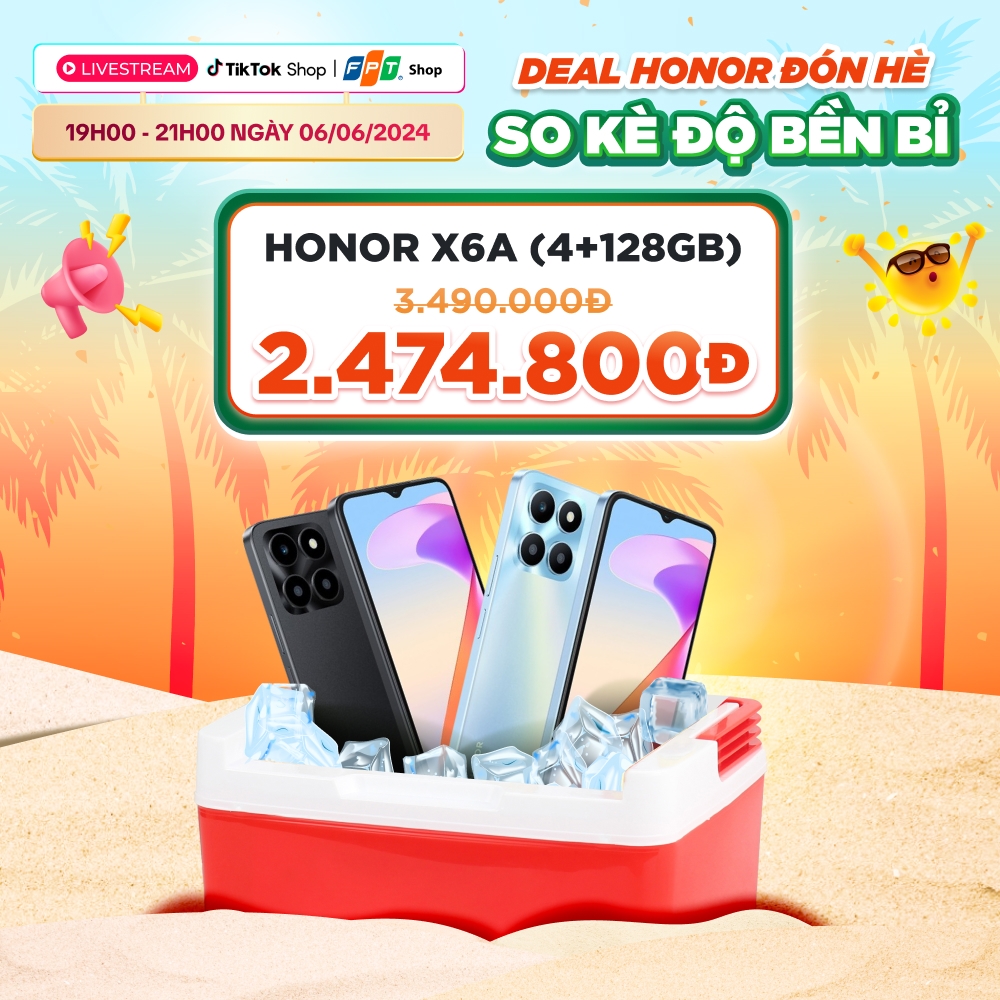 Honor X6a (4+128GB) chỉ còn 2.690.000 đồng (giá gốc 3.490.000 đồng)