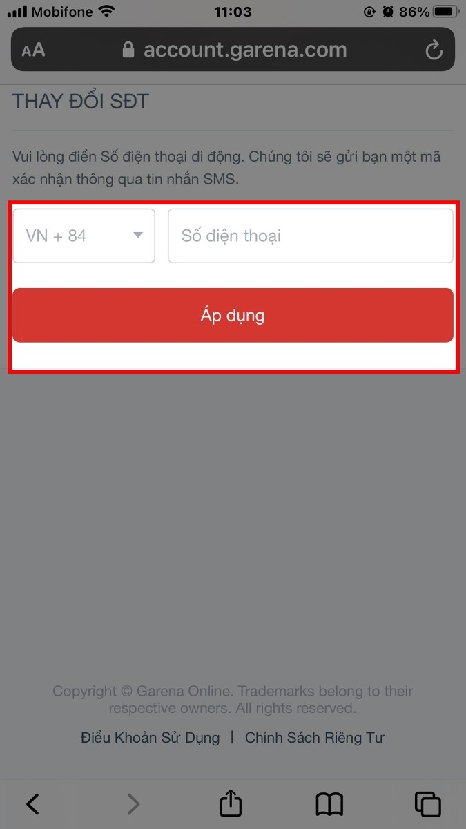 thay đổi số điện thoại Garena - hình 6