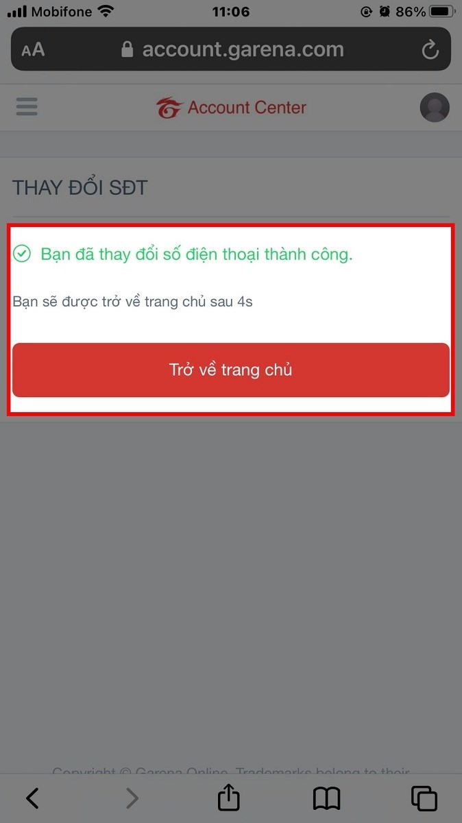 thay đổi số điện thoại Garena - hình 9