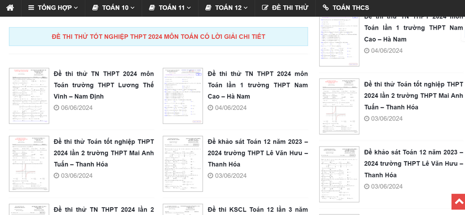 Chuyên mục đề thi phong phú