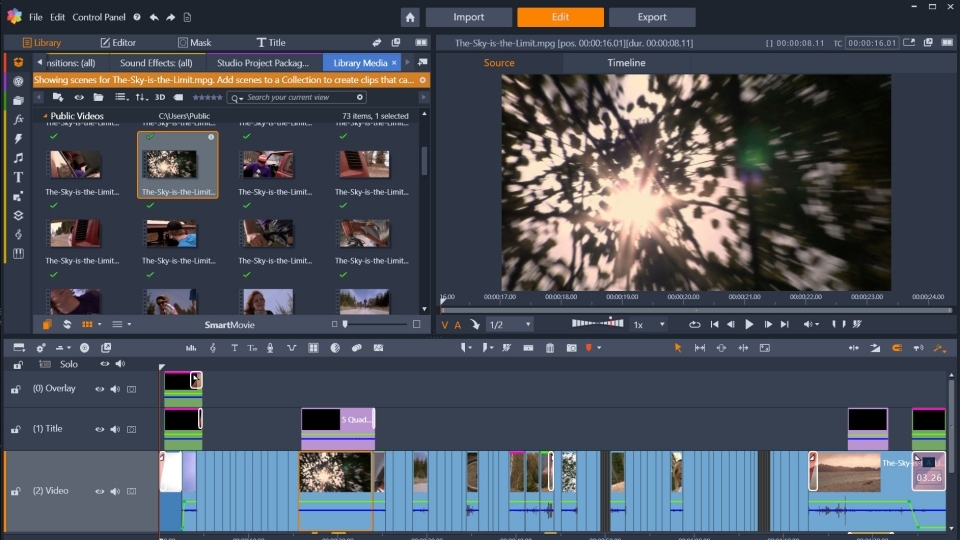 Pinnacle Studio cung cấp hơn 1500 hiệu ứng chuyển động và các công cụ chỉnh sửa thông minh