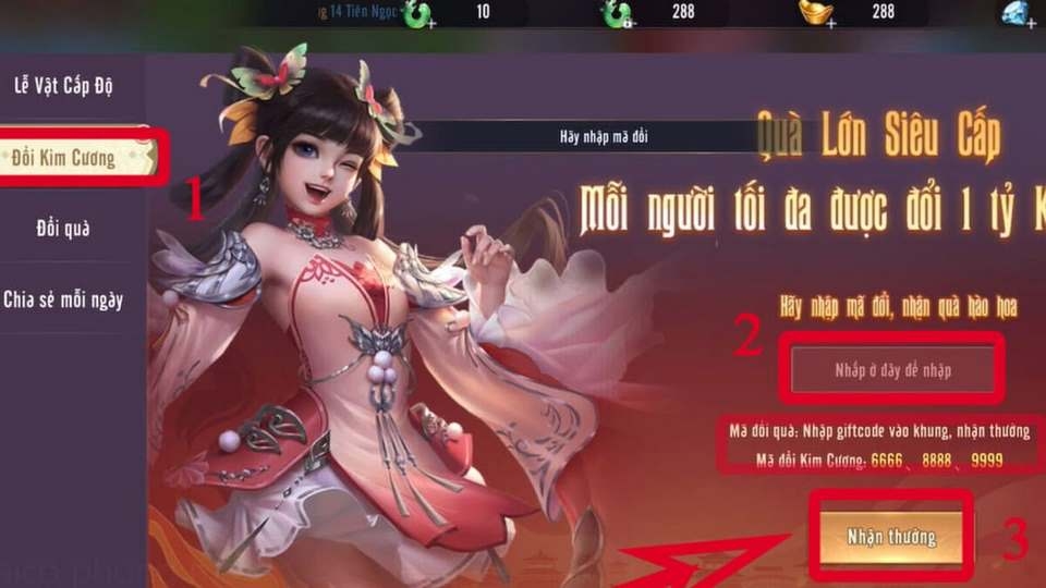 Tiến hành đổi thưởng theo yêu cầu