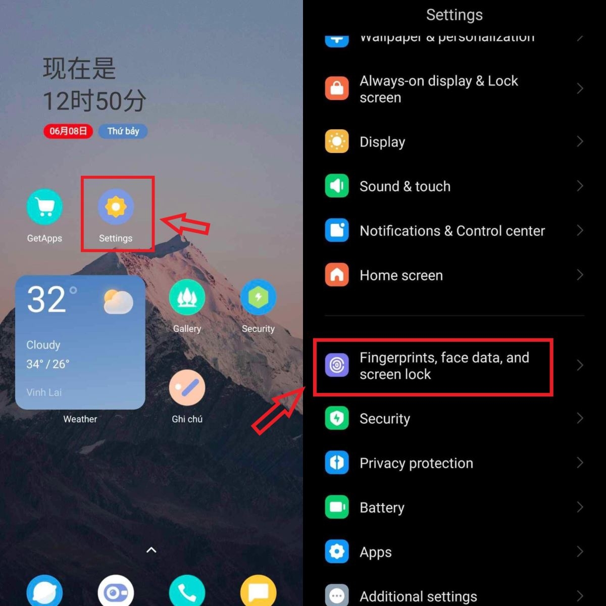 mất cài đặt vân tay Xiaomi - hình 1