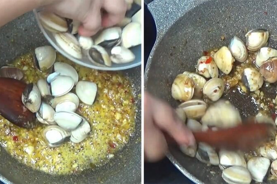 Bước 3: Xào ngao