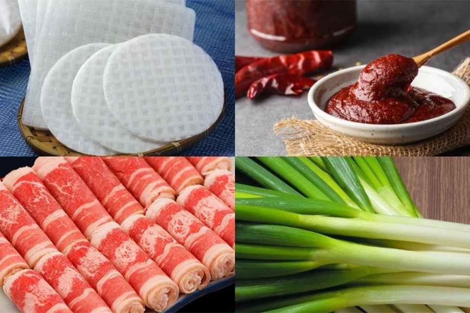 Chuẩn bị nguyên liệu làm tokbokki bằng bánh tráng