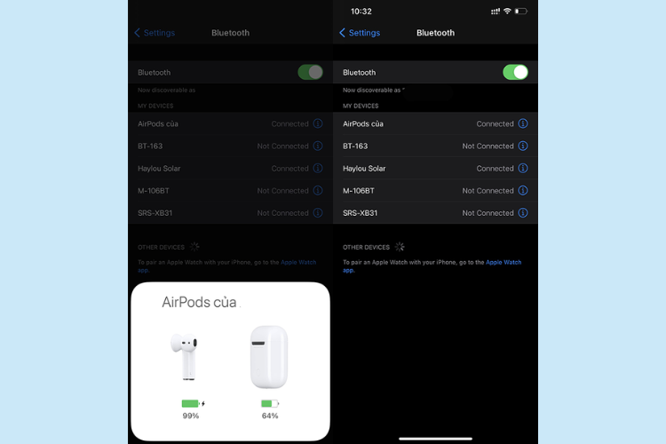 Lấy tai nghe AirPods ra khỏi hộp sạc