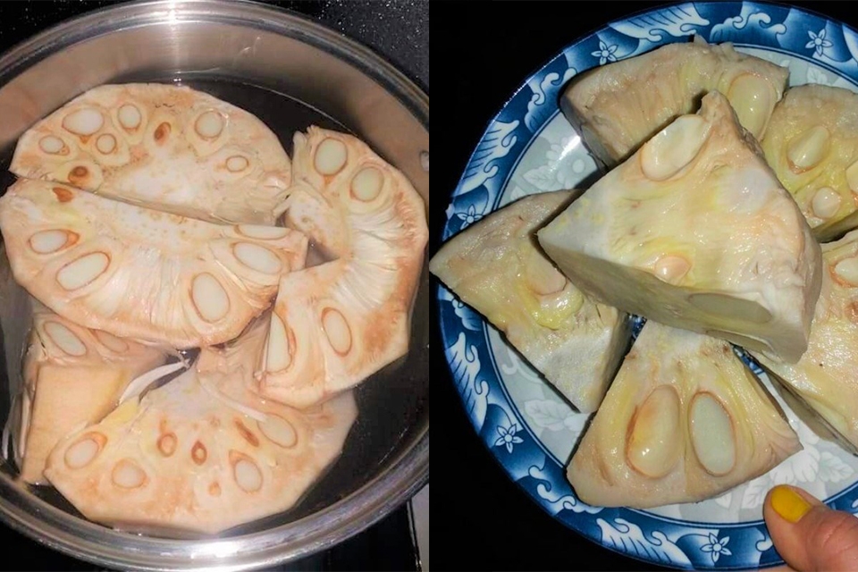 Bước 1: Sơ chế và luộc mít non