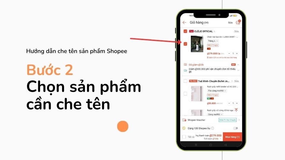 Chọn sản phẩm cần che tên