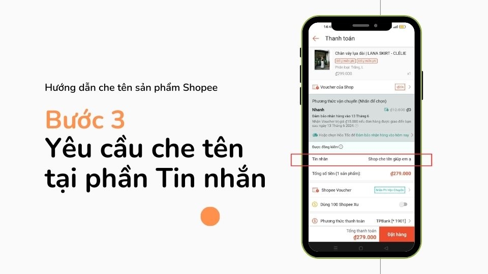 Yêu cầu người bán che tên sản phẩm Shopee