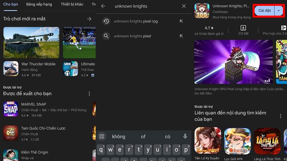 Cách tải Unknown Knights cho Android