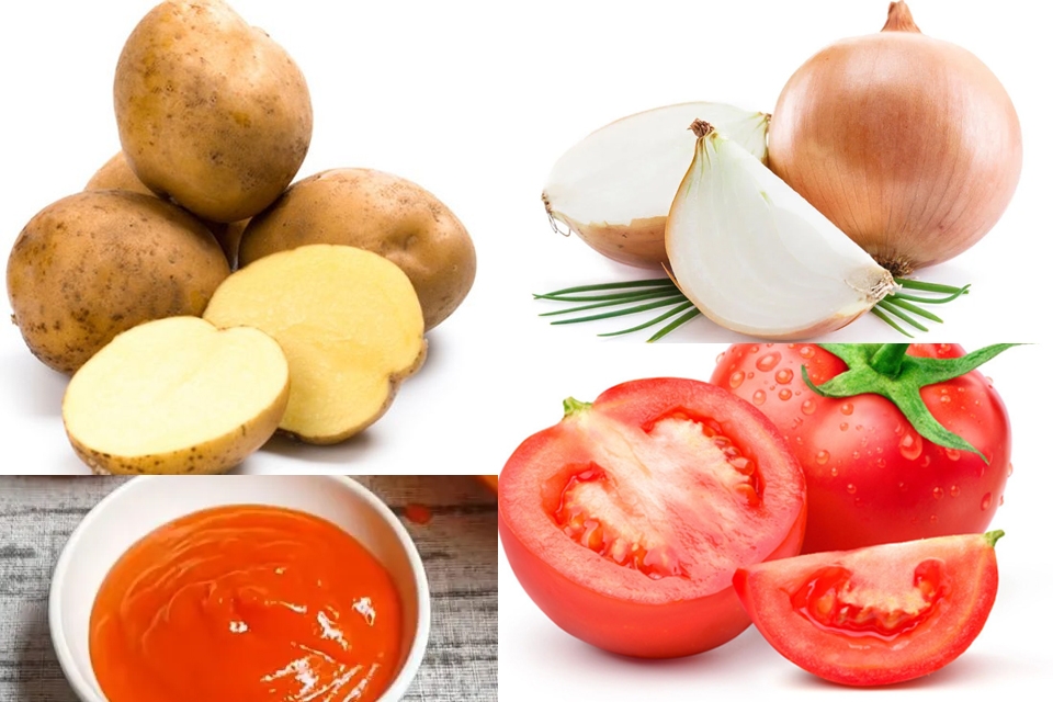 Nguyên liệu làm sốt bánh mì chảo khoai tây.