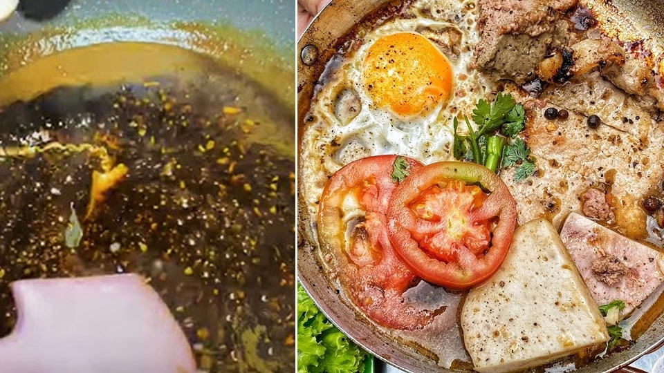 Sốt tiêu đen bánh mì chảo có độ cay vừa đặc trưng của tiêu đen, nước sốt đậm đà là cực bắt mắt.